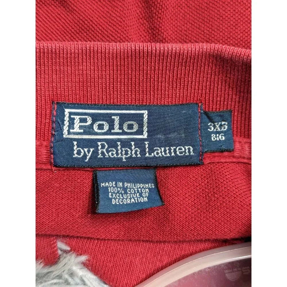 VINTAGE Polo Ralph Lauren Polo Shirt Men 3XB Big Preppy Long Sleeve Red Pony